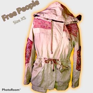 Free People Olive Green Tapestry Stud Canvas Cargo